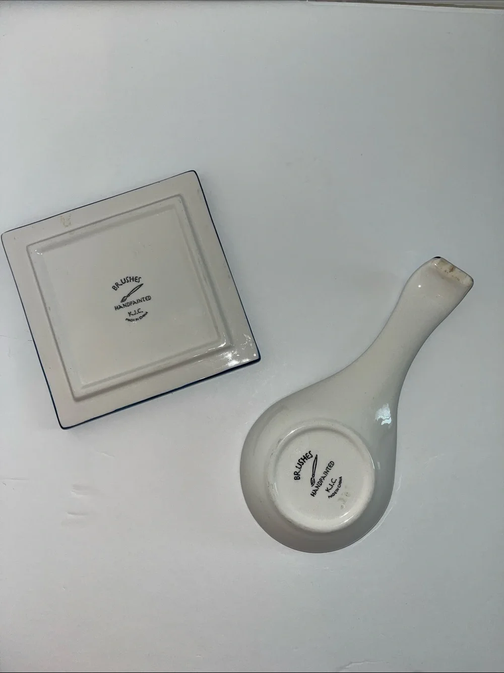 Coastal Ceramic Spoon Rest and Matching Dish — Blue & Green